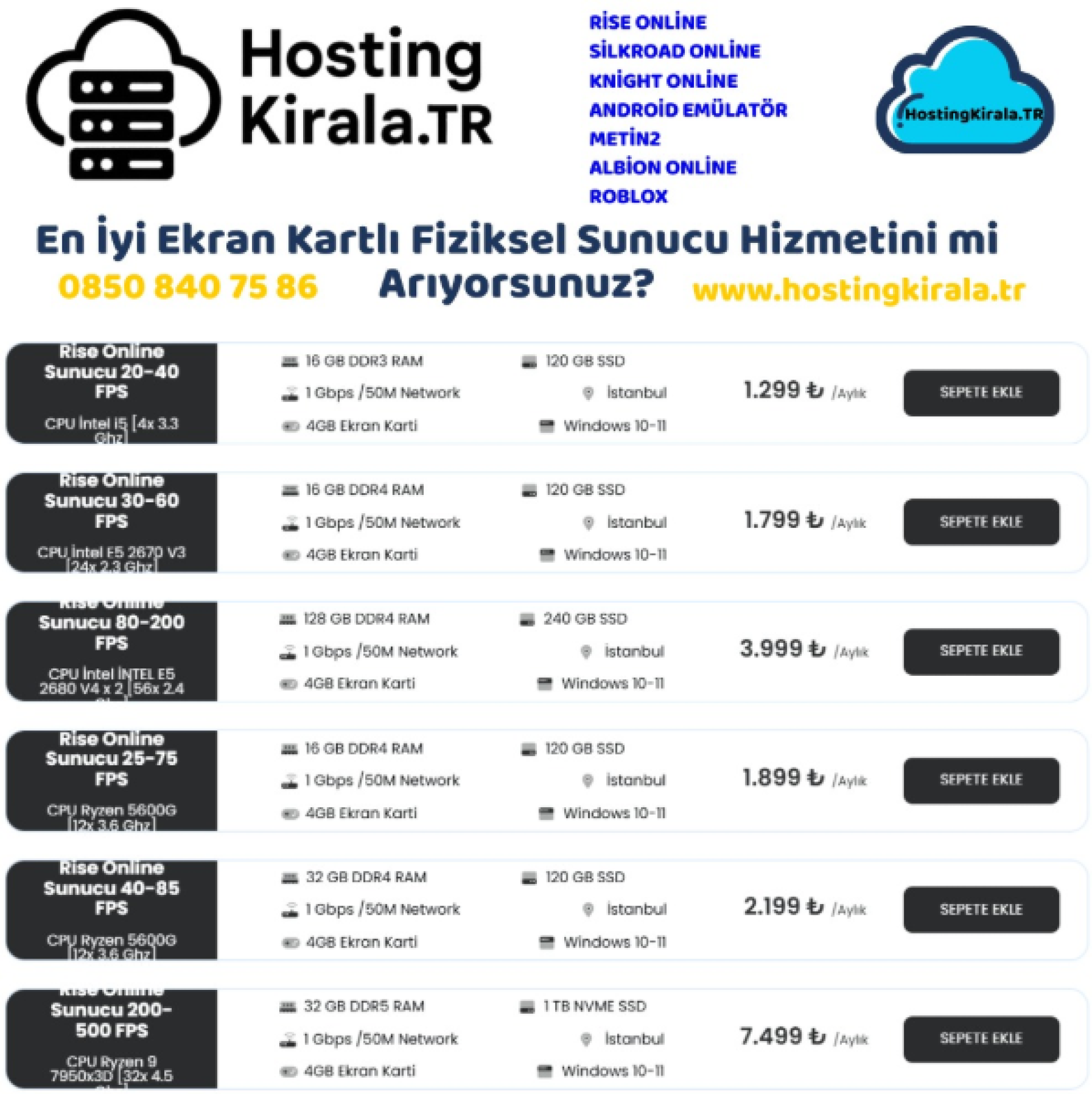 En Uygun ve En Kaliteli Ekran Kartlı Fiziksel Sunucular Hostingkirala’da!