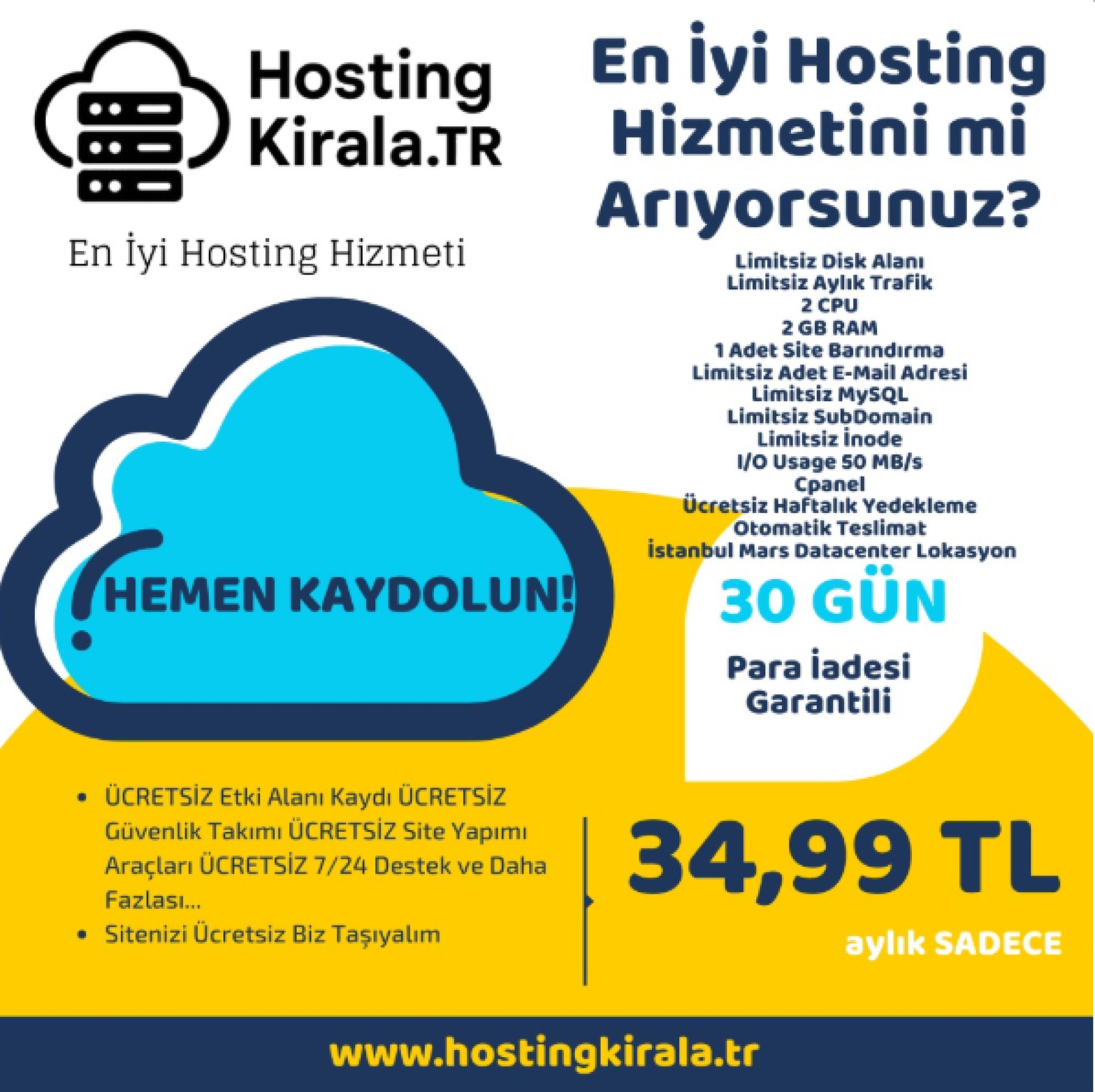 Limitsiz Hosting Paketi Sadece 34,99 TL ile Web Sitenizi Güçlendirin!